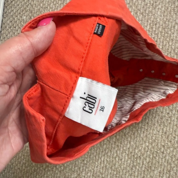 CAbi High Waist Red orange Button fly Shorts size 16 - Picture 3 of 4